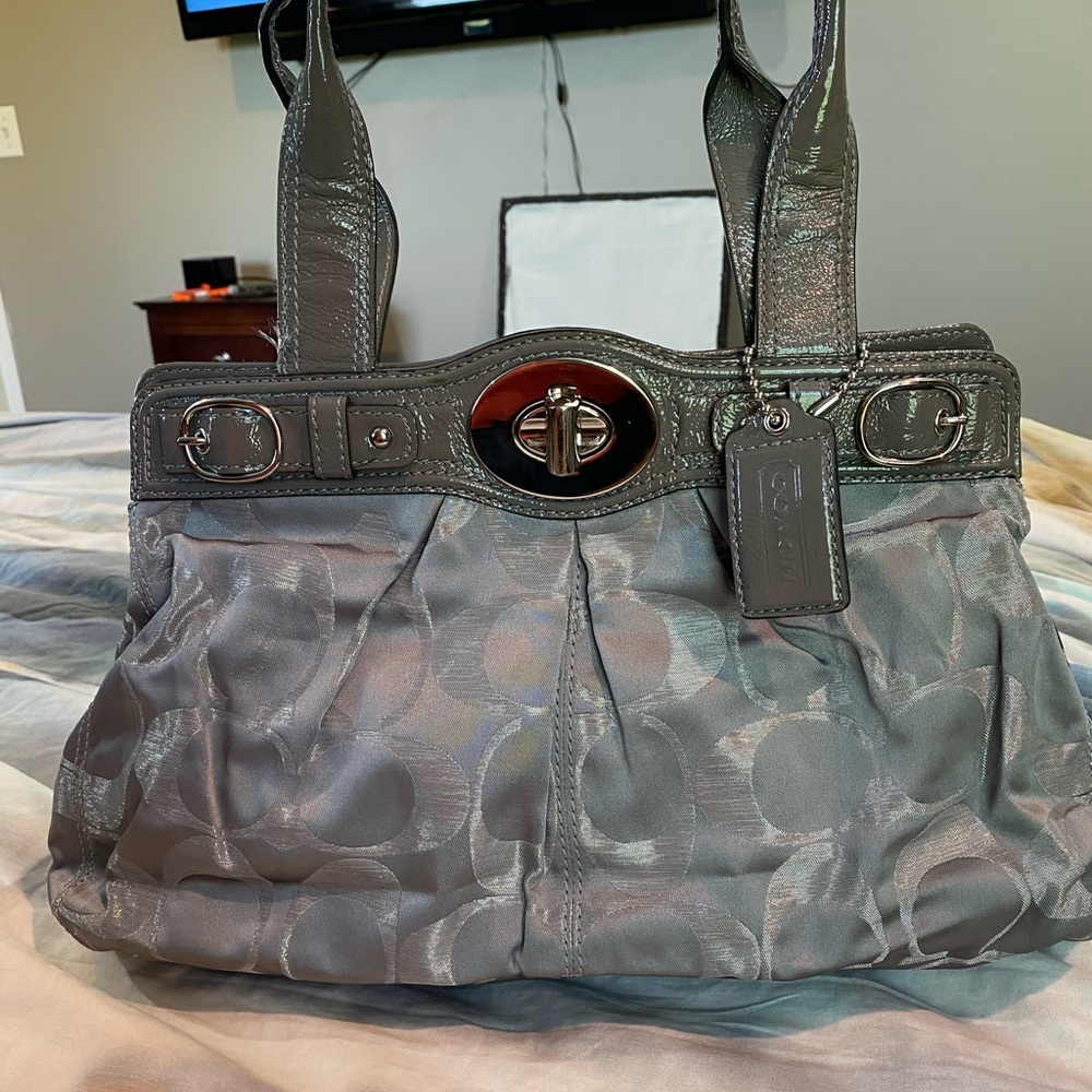 Coach signature/patent leather bag